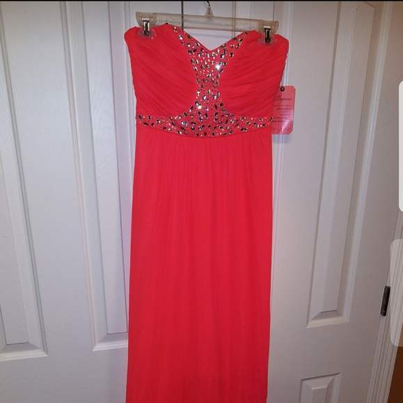 😊☆Pompous Studio formal strapless coral dress,  8 - Picture 5 of 8